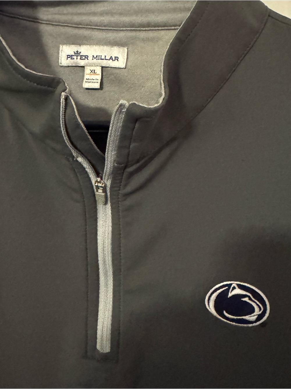 Peter Millar - Gray Penn State Sleeveless Quarter-Zip Vest - Men’s XL - Picture 2 of 5